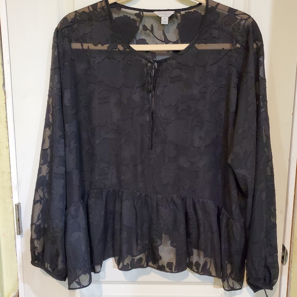 Belle + Sky Black Sheer Blouse